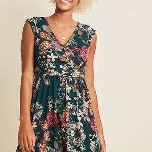 Modcloth Green Floral Dress